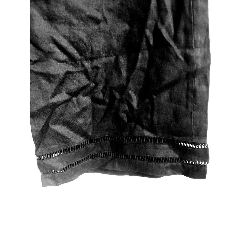 New Banana Republic Pants 12 Linen Kick Flare Lace Trim‎ Cropped Coastal Black